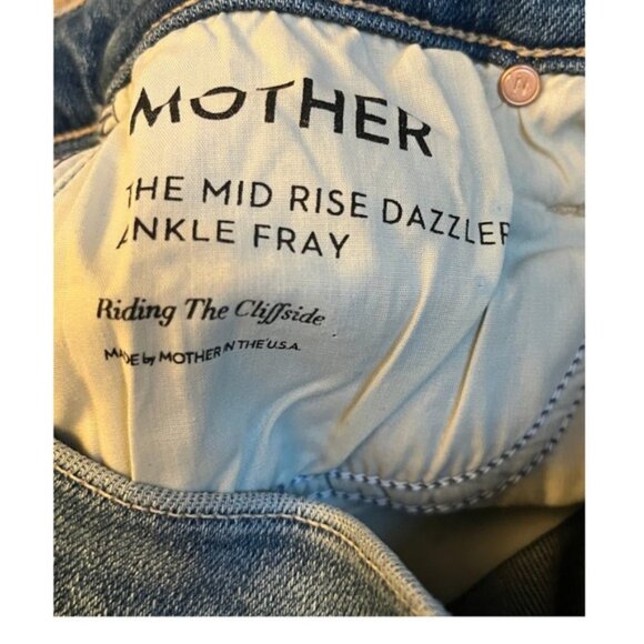 MOTHER Denim The Mid Rise Dazzler Ankle Fray Medium Wash Size 28 NWT MSRP $238 - Picture 3 of 8